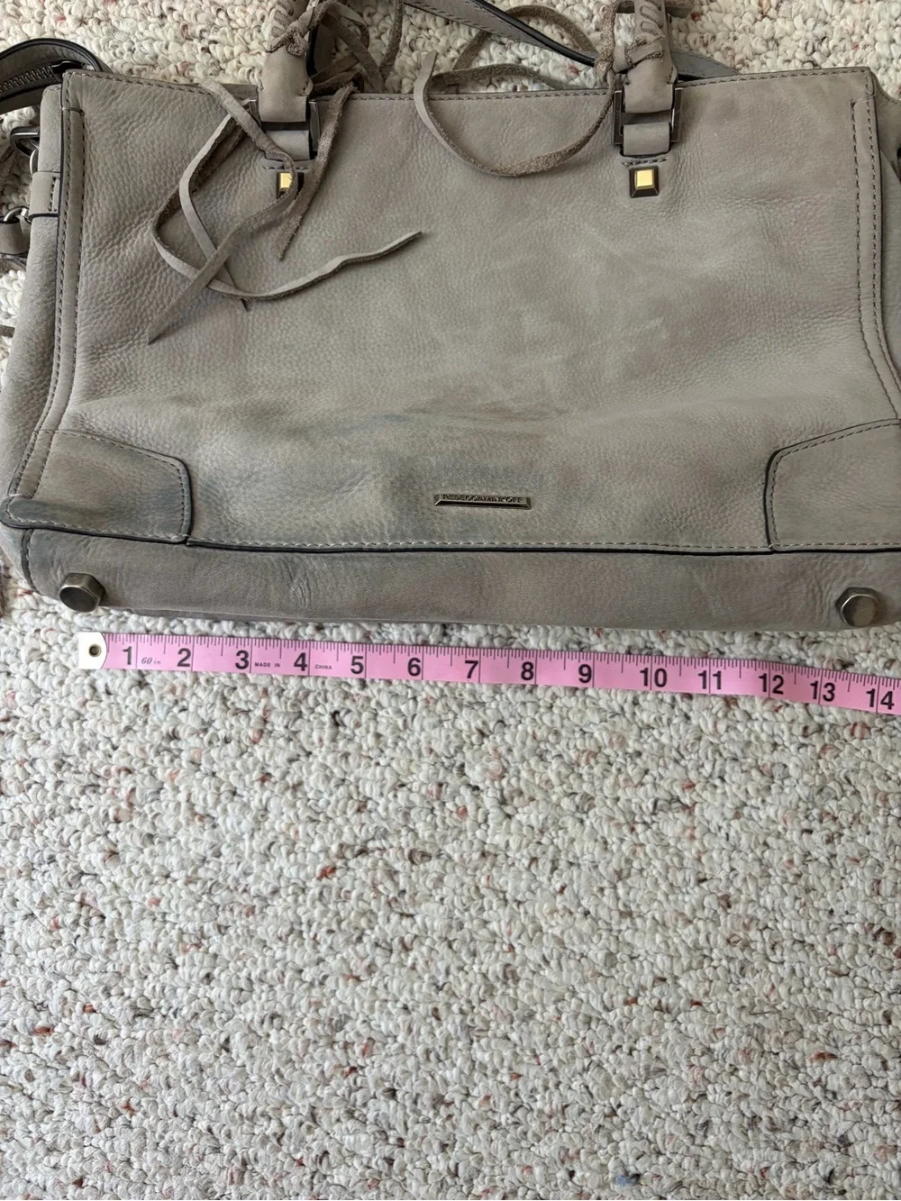 Rebecca Minkhoff Braided-Handle Taupe Satchel Handbag
